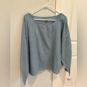 NWT Falls Creek Chambray top with tie sleeve detail, size 3X